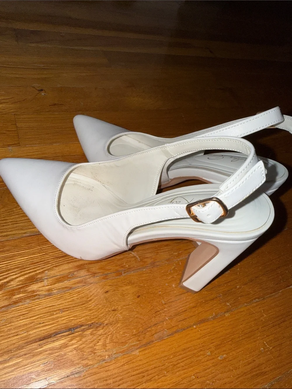 Slingback Pointed Pumps in Ivory by Andrea Rey